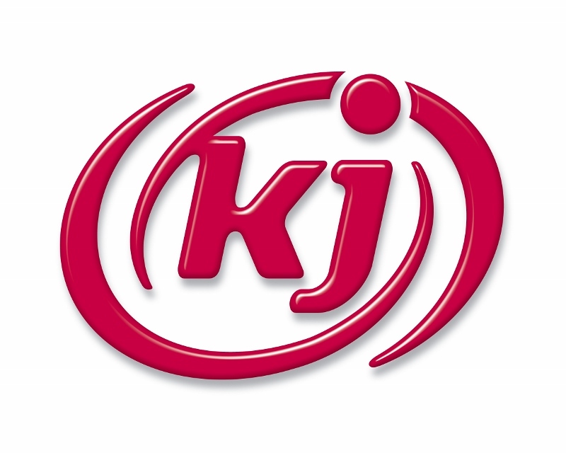 Logo Katholische Jugend / Katholische Jugend Rote Buchstaben kj mit 2 Halbkreisen darum